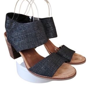 Tom Women Majorca cutout sandal black denim strappy block heel